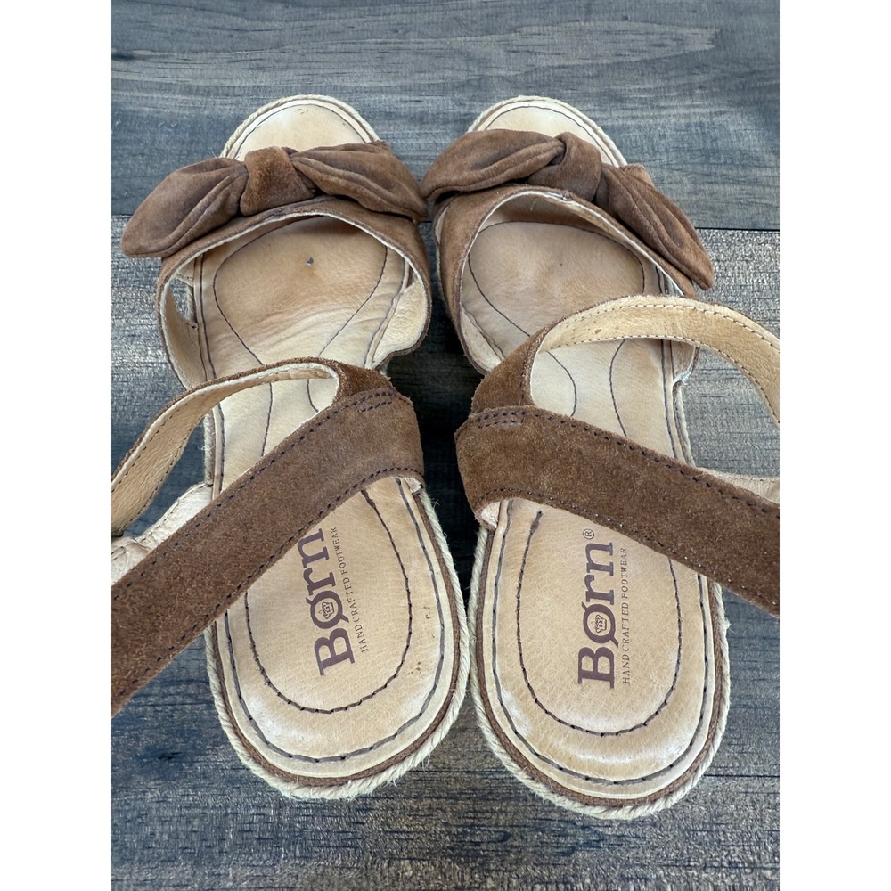 BORN Monticello Knotted Wedge Sandal Brown‎ Women's Size 10M Espadrille - Picture 9 of 9